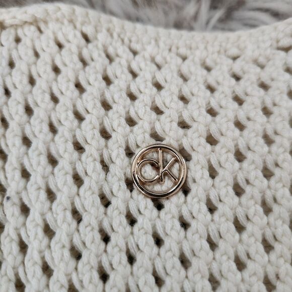 Calvin Klein Knit Shoulder Hobo Bag in Ivory/Cream - Picture 3 of 7